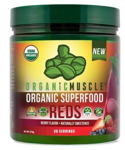 Organic Muscle Super Reds Powder - Organic Greens and Reds Superfood Powder with Organic Acai Berry, Pomegranate & Cranberry for Natural Energy & Metabolism Boost - Vegan & Non-GMO, 30 Servings Acai Berry Reds 30 Servings (Pack of 1) 39 51u CLOQOL