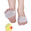 Ball of Foot Cushions, (4PCS) Metatarsal Pads, Toe Separator, Toe Spacers, Breathable & Soft Gel Foot Pads, Forefoot Pads for Mortons Neuroma Callus, Diabetic Feet, Blisters, White 2 Pair (Pack of 1) 40 51u3MaskHEL