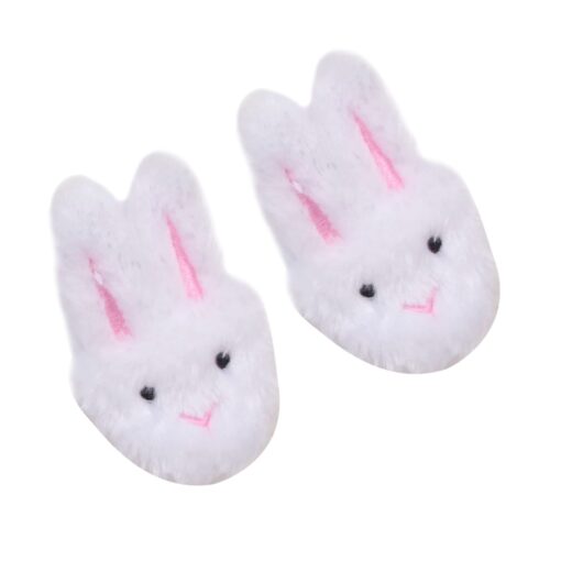 Sophia's Doll Bunny Slipper Shoes with Fluffy Rabbit Ears and Stitched Nose Accessory for 18" Dolls, White Furry Bunny