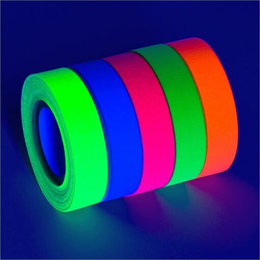 Glow King Blacklight Reactive Glow Tape | Premium UV Fluorescent Neon Party Gift for Events | Multipurpose Luminous Colored Tape for Room Decorations | Glow in The Dark Cloth Tape – 0.5 in x 18 ft Small - 0.5" x 18'