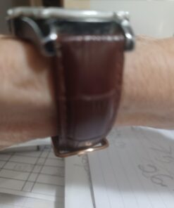 iStrap Leather Watch band Alligator Grain Calfskin Replacement Strap Stainless Steel Buckle Bracelet for Men Women-18mm 19mm 20mm 21mm 22mm 24mm-Black Brown Brown-Rose Gold Buckle 22 51uBA UxQpL