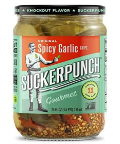 SuckerPunch Gourmet Spicy Garlic Pickle Chips 24 Ounce, 2-Pack Spicy Garlic Chips 24 Fl Oz (Pack of 2) 8 51uBBUITNmL