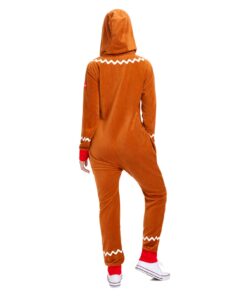 Tipsy Elves Christmas Onesies for Adults - Comfy Men’s and Women’s Matching Holiday Jumpsuits with Convenient Pockets Medium Gingerbread Brown 16 51ullmNoQnL