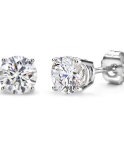 Solid Silver Cubic Zirconia cubic zirconia Round Cz Stud Earrings Choose from 10 CZ Weights 1.0 carats 10 51vBs5qTJL