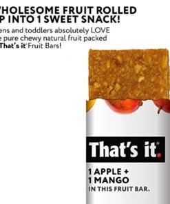 That's it. Apple + Mango 100% Natural Real Fruit Bar, Best High Fiber Vegan, Gluten Free Healthy Snack, Paleo for Children & Adults, Non GMO No Sugar Added, No Preservatives Energy Food (12 Pack) 12 Count (Pack of 1) 17 51vDvHyENzL