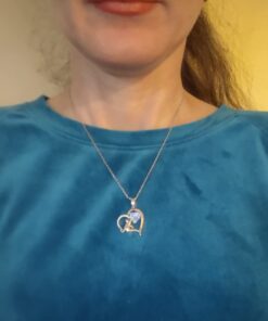 WOSTU Unicorn Necklace Forever Love Heart Paw Cat Sloth Koala Necklace for Women Girl Silver Plated with Colorful CZ Heart Pendant Cat & Blue 26 51vIdeK4OVL