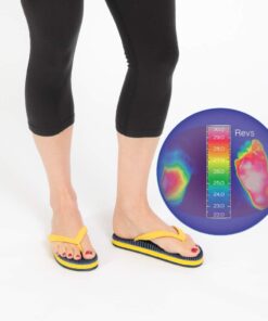 Revs - Lights - Men's and Women's Reflexology Massage Flip Flops 5 Women/4 Men Navy Yellow 14 51vQSulozpL