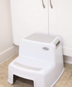 Dual Height 2 Step Stool for Kids | Slip Resistant Soft Grip Toddler's Stool for Potty Training and Use in The Bathroom or Kitchen | BPA Free for Comfort and Safety (1 Pack, Grey) 1 Count (Pack of 1) Gray 27 51vSzV6PuzS