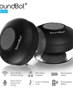 SoundBot SB510 HD Water Resistant Bluetooth Shower Speaker, Handsfree Portable Speakerphone with Built-in Mic, 6hrs of Playtime, Control Buttons and Dedicated Suction Cup for Showers (Black) Black 27 51vVStbQ7TL