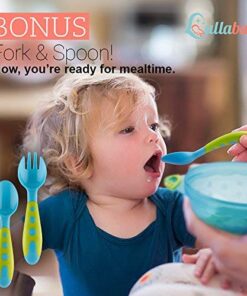 Best Suction Baby Bowls for Toddlers-Toddler Bowls Baby Feeding Set with Baby Utensils | Bonus Baby Spoons and Baby Fork | to Go Baby Bowl with Secure Lids | Suction Plates | BPA Free Suction Bowl 16 51vbUzfafXL