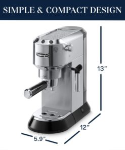 De'Longhi Dedica EC680M, Espresso Machine, Coffee and Cappucino Maker with Milk Frother, Metal / Stainless, Compact Design 6 in Wide, Fit Mug Up to 5 in 21 51vmrSzYVYL