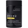 Sports Research Vitamin D3 + K2 with 5000iu of Plant-Based D3 & 100mcg of Vitamin K2 as MK-7 - Vegan Certified & Non-GMO Verified - 120 Softgels 120 Count (Pack of 1) 9 51voJhPkGhL