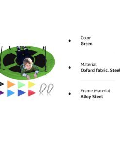 Royal Oak Saucer Tree Swing,Giant 40 Inches with Carabiners and Flags, 700 lb Weight Capacity, Steel Frame, Waterproof, Easy to Install with Step by Step Instructions, Non-Stop Fun! (Green) Green 25 51vpHyKfIiL