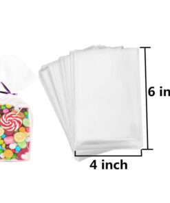 Alternative view of 300 Pcs Clear Candy Bags with Ties Clear Cellophane Bags 4"x6" Cookie Bags with 6 Mix Colors Twist Ties - 1.4mils Thickness OPP Plastic Bags for Wedding Birthday Cake Pop Gift Candy Buffet Supplies 4''x6''