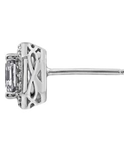 Amazon Collection Platinum or Gold Plated Sterling Silver Halo Earrings set with Asscher Cut Infinite Elements Cubic Zirconia 14 51wAOFgL1NL