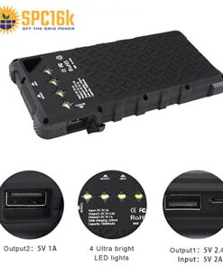 Best Solar Powered Charger - 16000 mAh Battery - Dual USB, Waterproof, Flashlight - Portable and Compact - for Your iPhone, Android, Tablet, More. The SPC16k by BW Distributors. Off Grid Charging 14 51wDMLfucfL