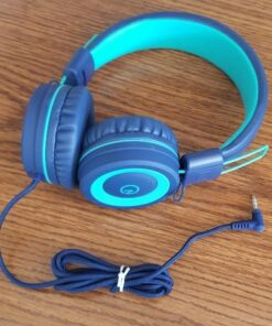 Kids Headphones - noot products K11 Foldable Stereo Tangle-Free 3.5mm Jack Wired Cord On-Ear Headset for Children/Teens/Boys/Girls/Smartphones/School/Kindle/Airplane Travel/Plane/Tablet (Navy/Teal) Navy/Teal 64 51wbE cC5eL