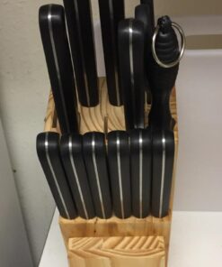 Knife Set With Wooden Block - 15 Piece Set Includes Chef Knife, Bread Knife, Carving Knife, Utility Knife, Paring Knife, Steak Knife, Boning Knife, Scissors And Knife Sharpener. - By Kitch N’ Wares 40 51wdPKqtgBL