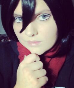 Donacosplay Attack on Titan Mikasa Ackerman Wine Red Cashmere Scarf 12 51wzsnFbXNL