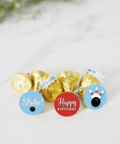 Alternative view of Andaz Press Birthday Chocolate Drop Labels Trio, Fits Kisses Party Favors, Bowling Strike!, 216-Pack Bowling Strike!