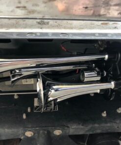 MPC 4 Trumpet Train Air Horn Kit - Fits Almost Any Vehicle: Truck, Car, Jeep, SUV. Includes Four Chrome Trumpets with All-In-One Air System: 110 PSI, 12-Volt Air Compressor, Tank, & More. Complete Kit 33 51xSl1yLXPL 1