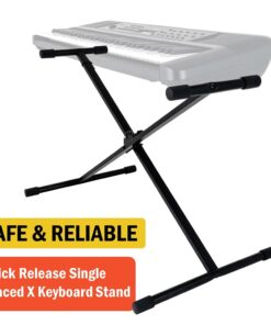 Stage Rocker Single-X Style Classic Folding Keyboard & Digital Piano Stand, Adjustable Width & Height, Durable & Sturdy, Easy to Assemble for Travel/Storage, Sleek Black, Powered by Hamilton(SR524000) 22 51xbts9QCRS