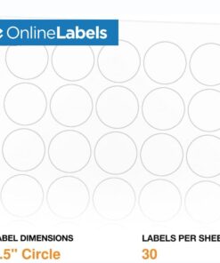 1.5 Inch Round Labels - Pack of 3,000 Circle Stickers, 100 Sheets - Inkjet/Laser Printer - Online Labels 100 Sheet Pack 16 51xmQnl3pmL
