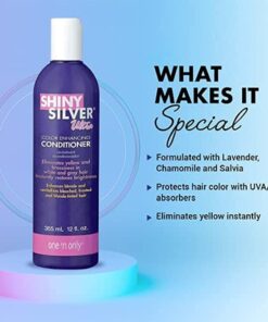 One 'n Only Shiny Silver Ultra Color-Enhancing Conditioner, Restores Shiny Brightness to White, Grey, Bleached, Frosted, or Blonde-Tinted Hair, Protects Hair Color - 12 Fl. Oz 12 Fl Oz (Pack of 1) 10 51xoaJEG3sL