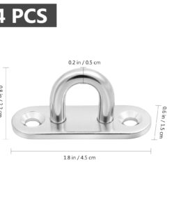 BESTOMZ 4 Pcs Stainless Steel Oblong Pad Eye Plate Staple Ring Hook Loop U-shaped Design Screws Mount Hook Hanger 10 51xqc3BWM7L
