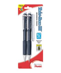 Pentel® Twist-Erase® III Mechanical Pencils, 0.7mm, Assorted Barrel Colors, Pack Of 2 Pencils Single 0.7mm 2 pencils + 2 Eraser Black 18 51y7F21pF5L