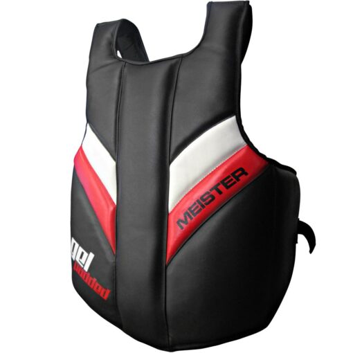 Meister Full Torso Chest Guard w/Gel Padding for MMA, Boxing & Muay Thai Black w/ White & Red Adult