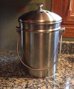 Utopia Kitchen Compost Bin for Kitchen Countertop - 1.3 Gallon Compost Bucket for Kitchen with Lid - Includes 1 Spare Charcoal Filter (Silver) Silver 48 51yKn1L1PnL