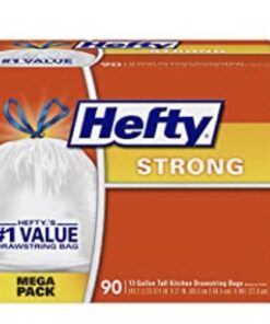 Hefty Strong Tall Kitchen Trash Bags, Unscented, 13 Gallon, 90 Count, White,Packaging may vary 90 Count (Pack of 1) Trash Bag 29 51yQ d 7BDL