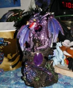 Alternative view of Le Elegant 7871351 Purple Dragon Standing with Sword On Rock Collectible Figurine Statue
