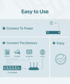 TP-Link TL-SG1005P, 5 Port Gigabit PoE Switch, 4 PoE+ Ports @65W, Desktop, Plug & Play, Sturdy Metal w/ Shielded Ports, Fanless, QoS & IGMP Snooping,black 5 Port w/ 4-Port PoE+ 25 51ySQW0kfEL 1