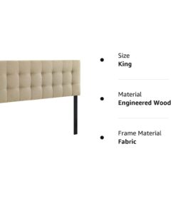 Modway Lily Tufted Linen Fabric Upholstered King Headboard in Beige 29 51yTu2pt4yL