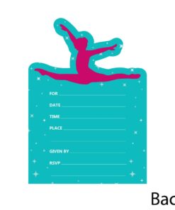 Tumble, Flip & Twirl - Gymnastics - Shaped Fill-In Invitations - Birthday Party or Gymnast Party Invitation Cards with Envelopes - Set of 12 8 51ygY XmflL