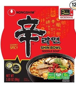 Nongshim Gourmet Spicy Shin Noodle Soup Bowl, 12 Pack, Microwaveable Ramyun Soup Noodles, No MSG Added 32 51ykmFknTL