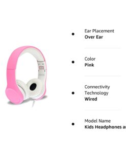 NENOS Children Kids Children's Volume Limited Headphones for Kids Foldable (Pink) Pink 22 51z38TTTwAL