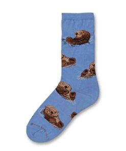 Sea Otter Head Blue Socks Women's Size 6 -10 Animal Den Women White/Grey/Black/Red Shoe Size: 6-11 or Men Shoe Size: 5-10