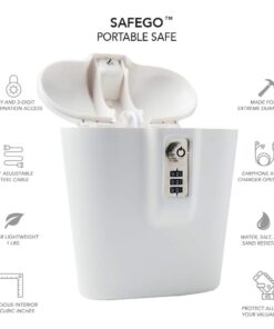 SAFEGO Portable Indoor/Outdoor Lock Box Safe with Key and Combination Access (White) White 35 51z4PPfh9wL