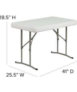 Flash Furniture Rowan 3 Piece Portable Plastic Folding Bench and Table Set,Granite White 11 51z5A9brBdL