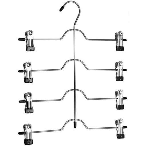 Richards Homewares Black 8 Clips Slack Rack 4 Tier Trouser/Skirt Chrome & Black Vinyl Hanger (3-Pack), (SYNCHKG124206) 3 Pack