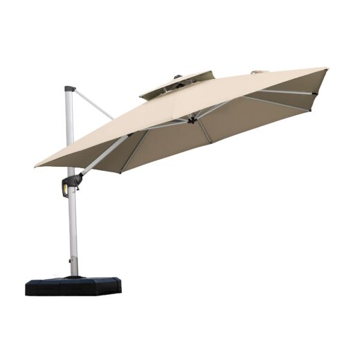 PURPLE LEAF 10ft Patio Umbrella Outdoor Square Large Cantilever Windproof Offset and Heavy Duty Sun Umbrella for Garden Deck Pool, Beige 10' X 10'