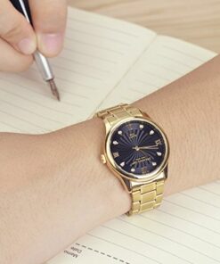 DREAMING Q&P IP Gold Plating Steel Roman Numeral Dial with Rhinestones Mens Wrist Watches for Man Black 003 golden & Black 36 51zKCfuNzbL 2