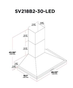 CAVALIERE 30" Wall Mounted Stainless Steel Kitchen Range Hood SV218B2-30- LED 462 CFM 23 51zQ9Rq8UL