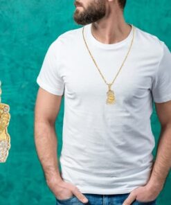 putouzip Bart Chain Necklace 18K Gold Plated Fully Iced Out Stainless Steel Pendant For Men Boys Gift 23 51zSGqqWghL