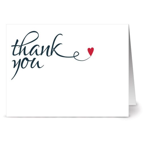 Note Card Cafe Thank You Cards with Red Envelopes | 24 Pack | Heart Felt Thank You | Blank Inside, Glossy Finish | for Greeting Cards, Occasions, Birthdays, Gifts