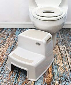Dual Height 2 Step Stool for Kids | Slip Resistant Soft Grip Toddler's Stool for Potty Training and Use in The Bathroom or Kitchen | BPA Free for Comfort and Safety (1 Pack, Grey) 1 Count (Pack of 1) Gray 29 51zjMEV7qfL