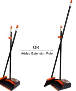 TreeLen Broom and Dustpan Set with 52" Long Handle for Home Kitchen Room Office Lobby Floor Use Upright Stand Up Stand Up Broom with Dustpan Combo A Orange Broom and Dustpan 26 51zoC8Y1SdL